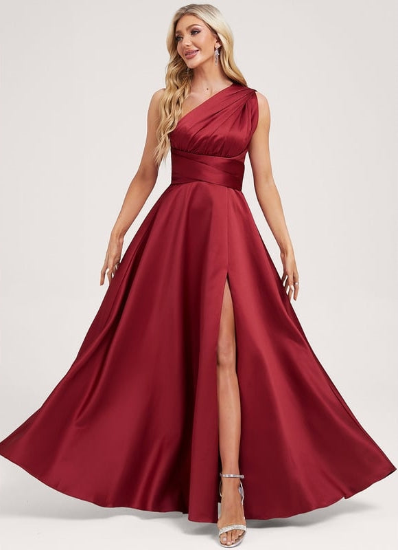 Robe Trapèze Satin Rouge Profond - gallery 3