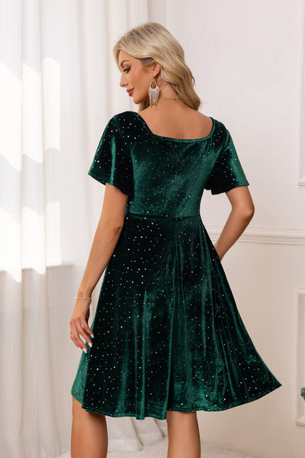Robe Trapèze Émeraude Étincelante - gallery 1