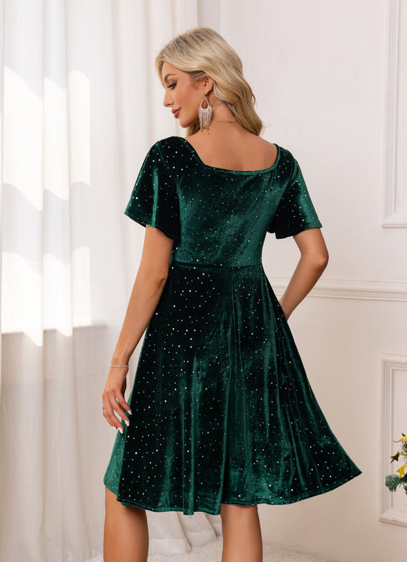 Robe Trapèze Émeraude Étincelante - gallery 1