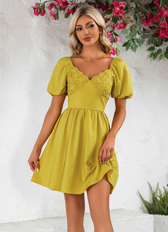 Robe Trapèze Jaune Légère - gallery 1