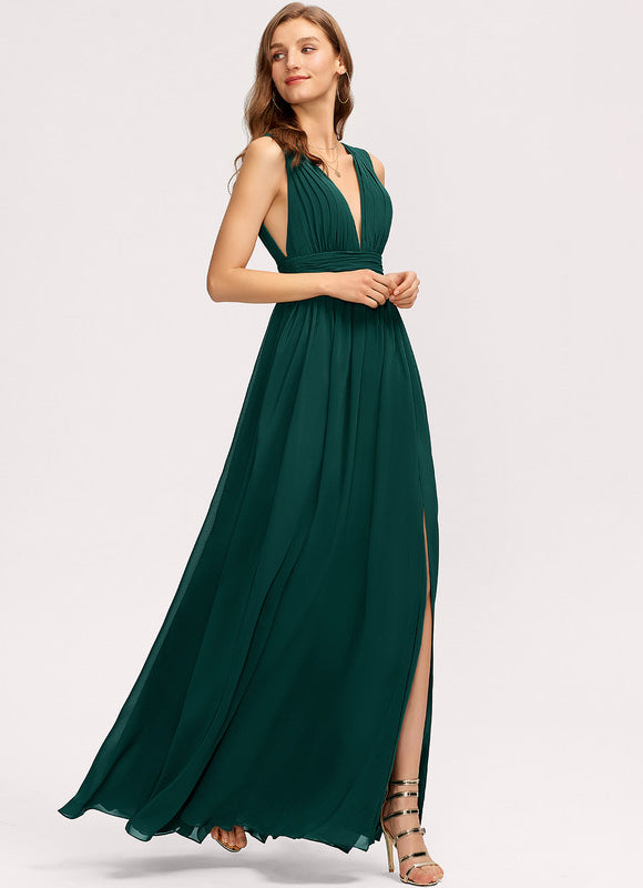 Robe Trapèze Bleu Élégant Longue - gallery 4