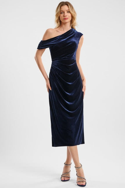 Robe Trapèze Velours Asymétrique - gallery 2