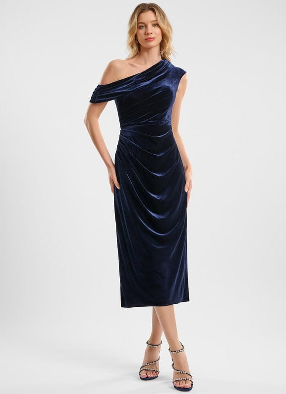 Robe Trapèze Velours Asymétrique - gallery 2