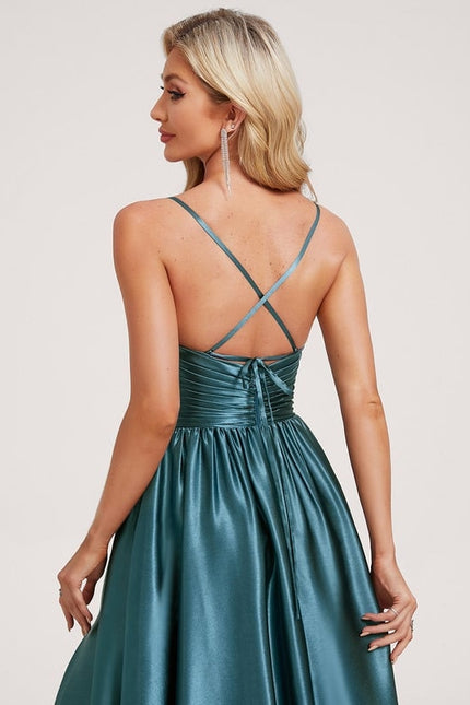 Robe Trapèze Satin Doré Élégante - gallery 4