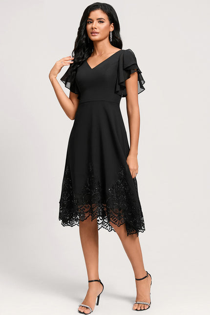 Robe Trapèze Chic Noir Dentelle - gallery 1