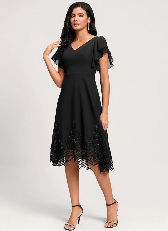 Robe Trapèze Chic Noir Dentelle - gallery 1