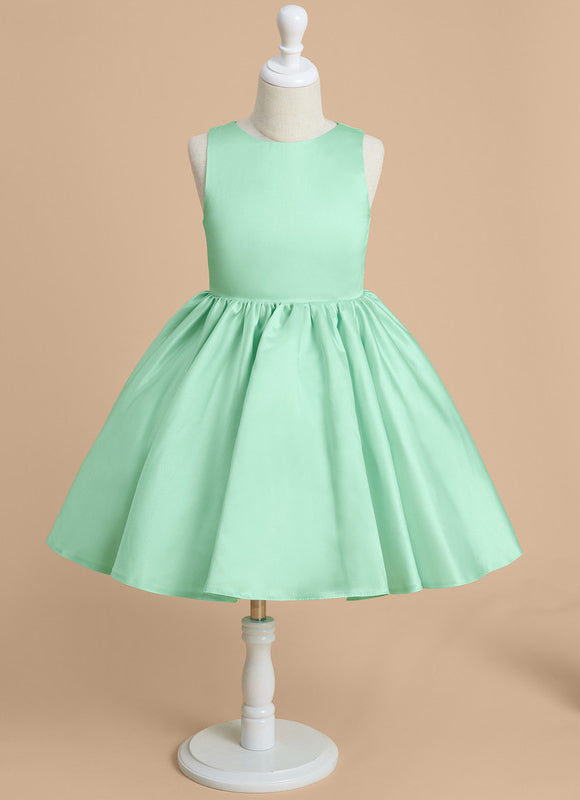 Robe Trapèze Satin Vert Poudré - gallery 2