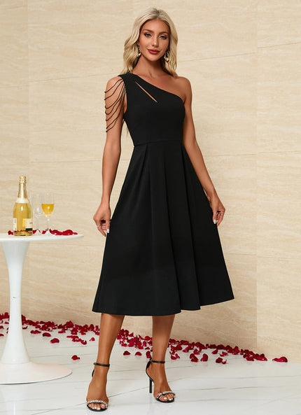 Robe Trapèze Frange Asymétrique