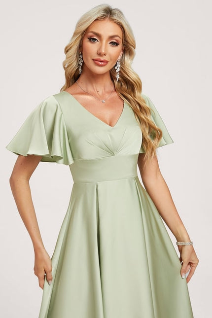 Robe Trapèze Vert Pâle Élégante - gallery 4