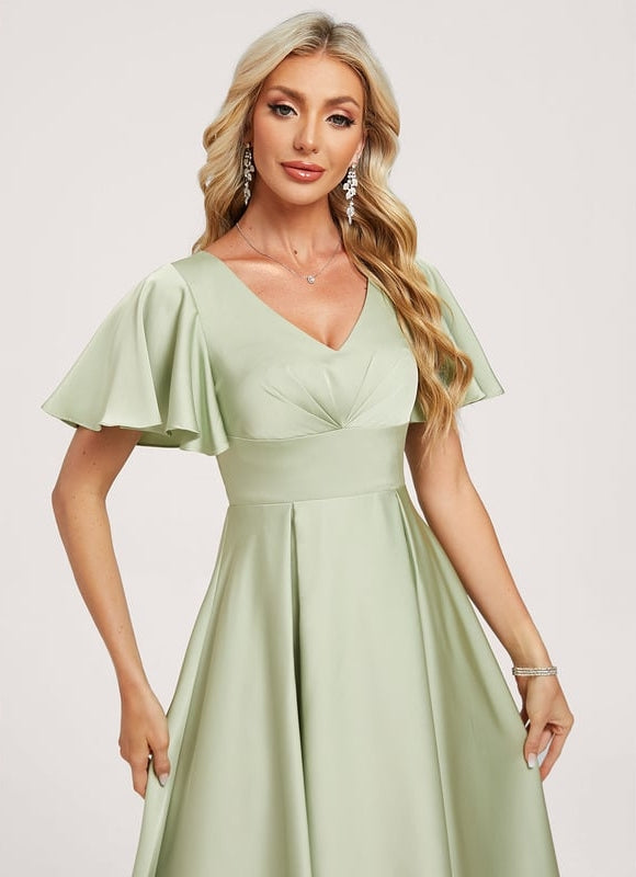 Robe Trapèze Vert Pâle Élégante - gallery 4