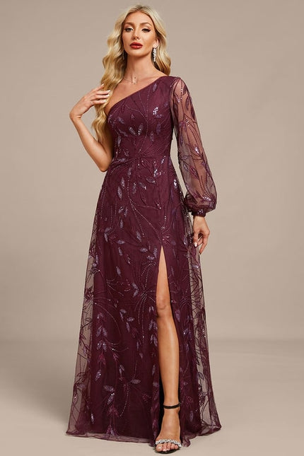Robe Trapèze Violet Pailleté Élégant - gallery 7