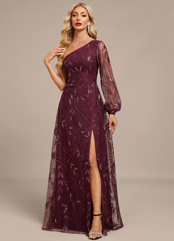 Robe Trapèze Violet Pailleté Élégant - gallery 7