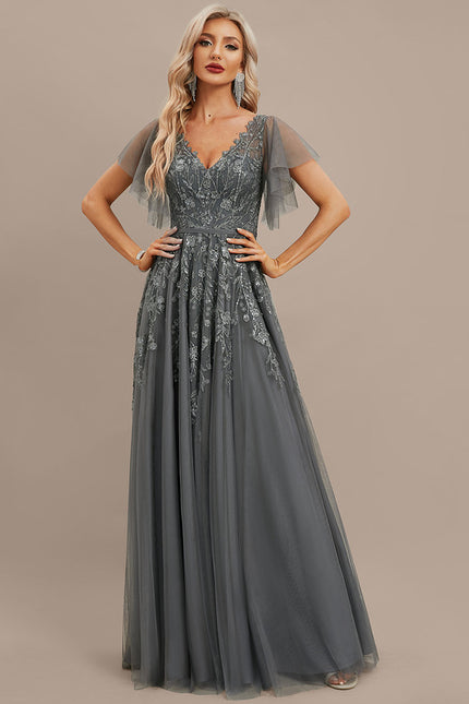 Robe Trapèze Élégance Grise Tulle - gallery 3