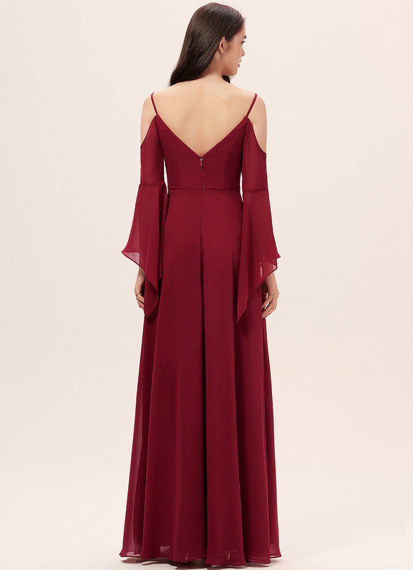 Robe Trapèze Longue Beige Élégante - gallery 1