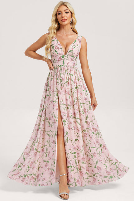 Robe Trapèze Longue Beige Élégante