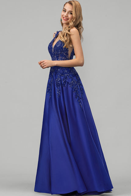 Robe Trapèze Satin Bleu Mystique - gallery 1