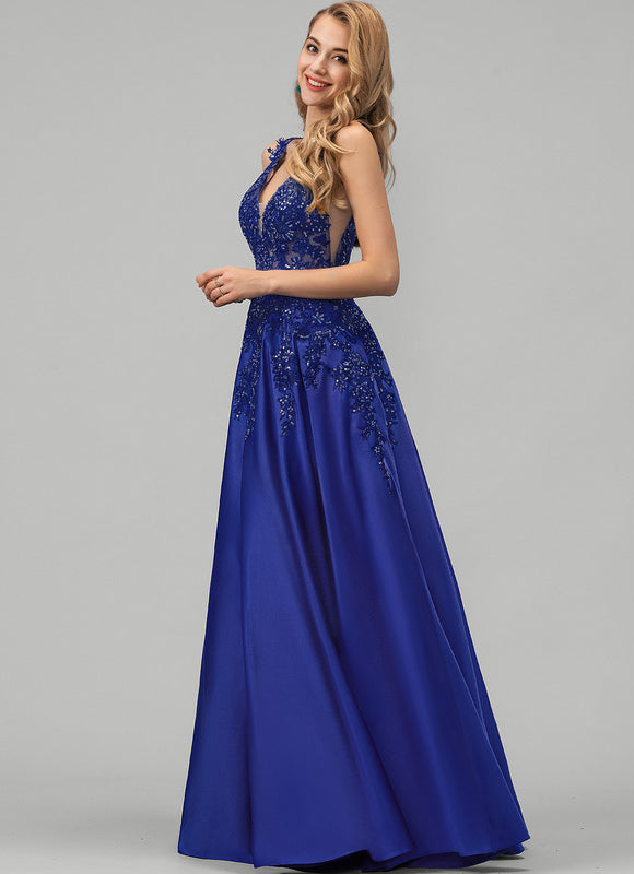 Robe Trapèze Satin Bleu Mystique - gallery 1