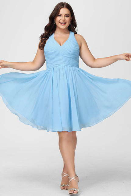 Robe Trapèze Bleu Vaporeux Chic - gallery 4