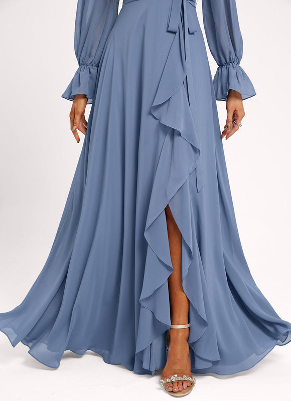 Robe Trapèze Mousseline Fendue - gallery 2