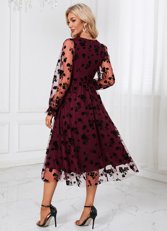 Robe Trapèze Noir Floral Aérien - gallery 8