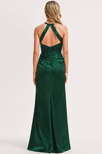 Robe Trapèze Satin Doré Élégante - gallery 4