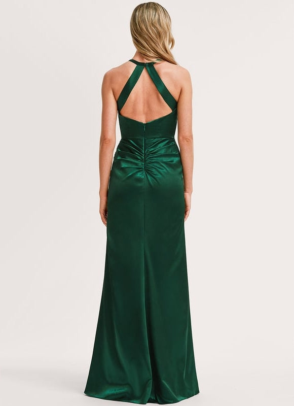 Robe Trapèze Satin Doré Élégante - gallery 4