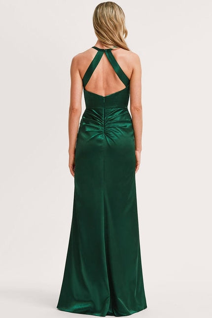 Robe Trapèze Satin Doré Élégante - gallery 4
