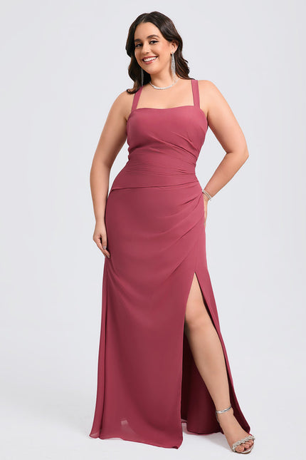 Robe Trapèze Bleue Soirée Longue Slit - gallery 5