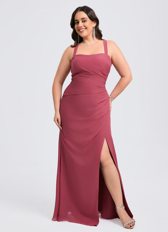 Robe Trapèze Bleue Soirée Longue Slit - gallery 5