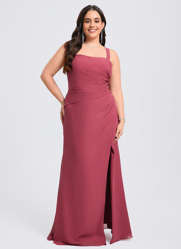 Robe Trapèze Bleue Soirée Longue Slit - gallery 9