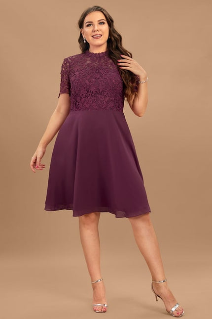 Robe Trapèze Aubergine Éthérée - gallery 9