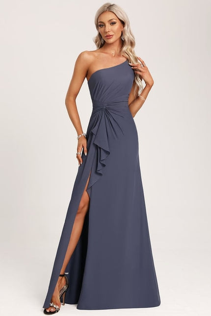 Robe Trapèze Asymétrique Beige - gallery 4