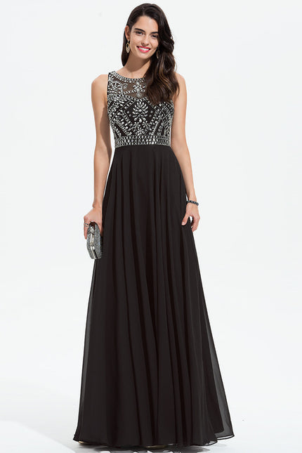 Robe Trapèze Noir Élégant Flottant - gallery 2
