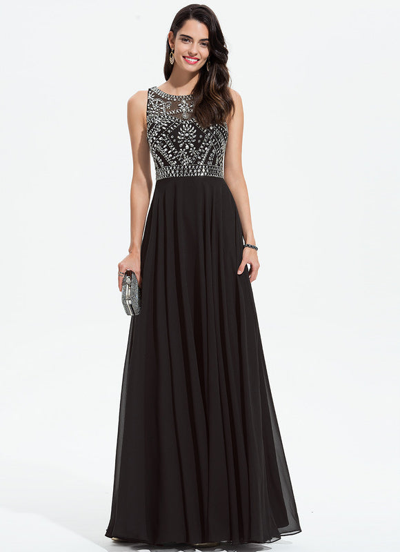 Robe Trapèze Noir Élégant Flottant - gallery 2