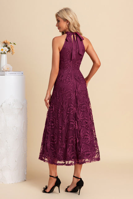 Robe Trapèze Violette Dentelle - gallery 1