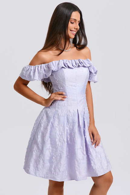 Robe Trapèze Lavande Fleurie - gallery 2