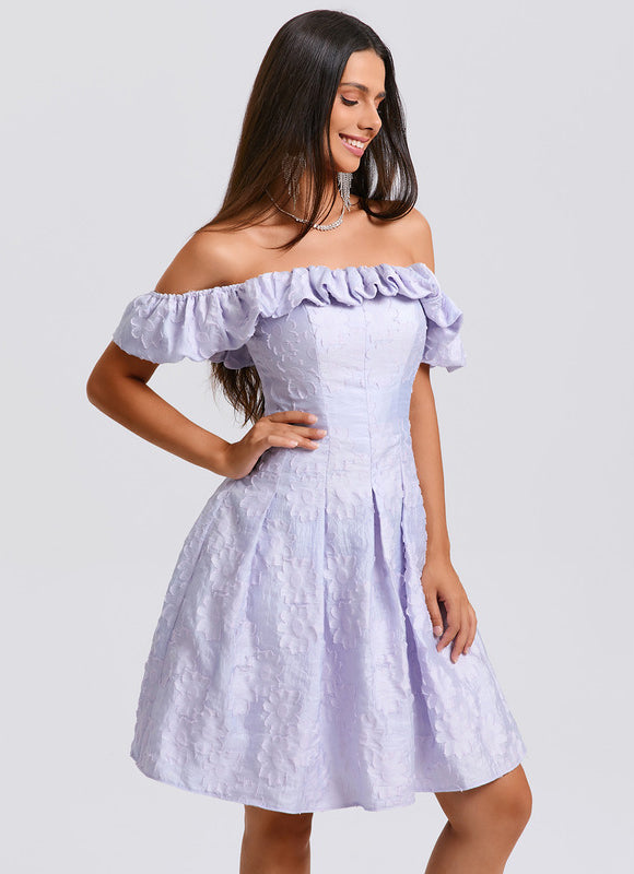 Robe Trapèze Lavande Fleurie - gallery 2