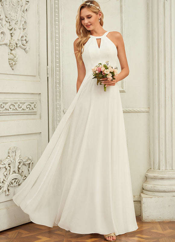Robe Trapèze Blanc Mousseline Mariée - gallery 2