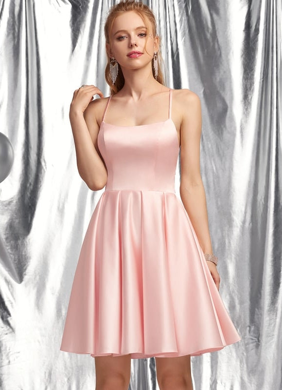 Robe Trapèze Rêve Rosé Satiné - gallery 4