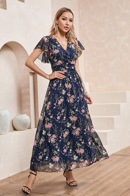 Robe Trapèze Fleurie Nuit - gallery 1