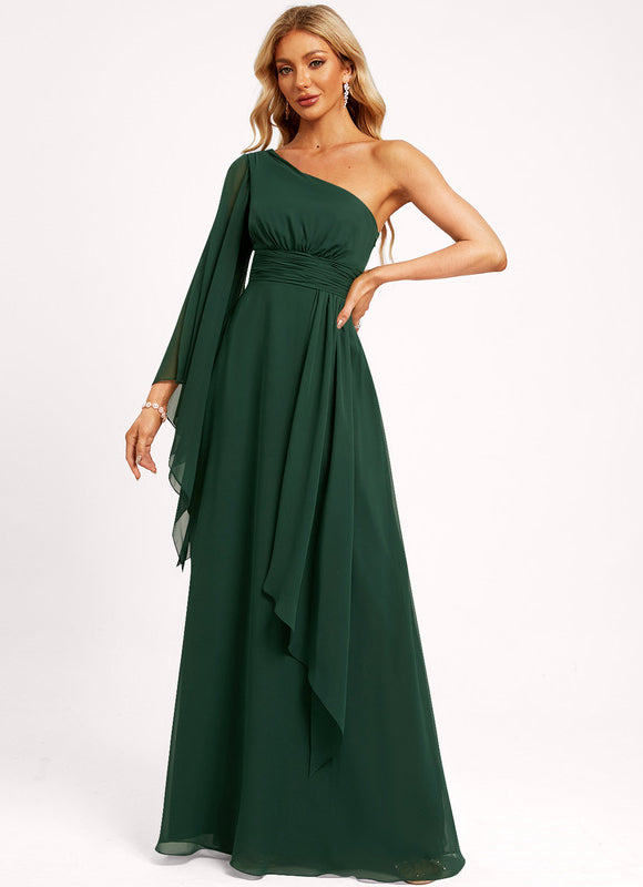 Robe Trapèze Asymétrique Beige - gallery 1