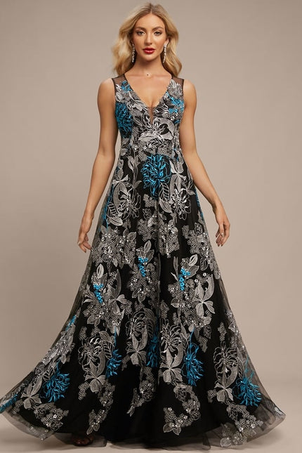 Robe Trapèze Noir Floral Chic - gallery 1