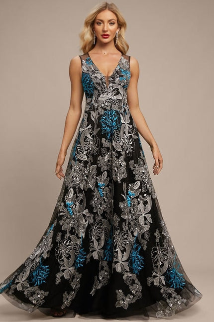 Robe Trapèze Noir Floral Chic - gallery 1