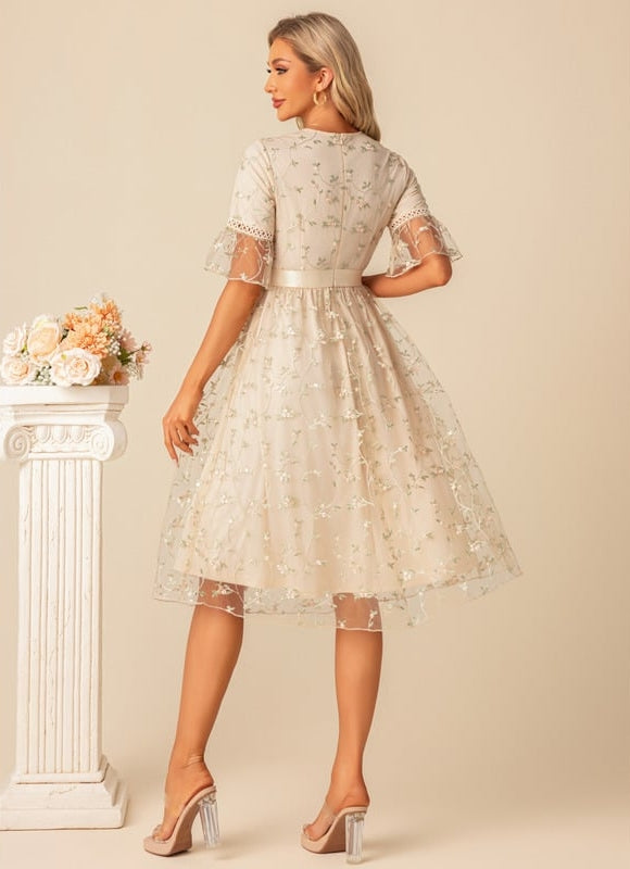 Robe Trapèze Floral Évanescence - gallery 3