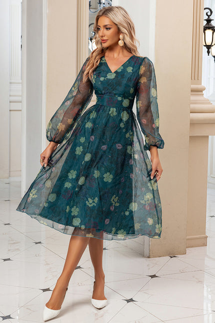 Robe Trapèze Transparence Florale - gallery 4