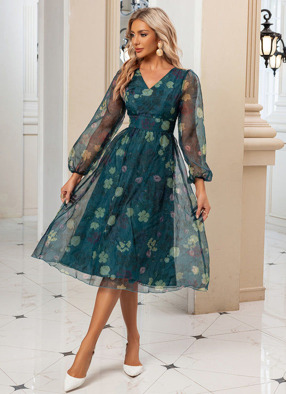 Robe Trapèze Transparence Florale - gallery 4