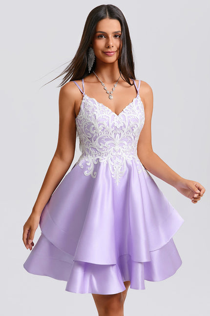 Robe Trapèze Lilas Étoilé - gallery 3