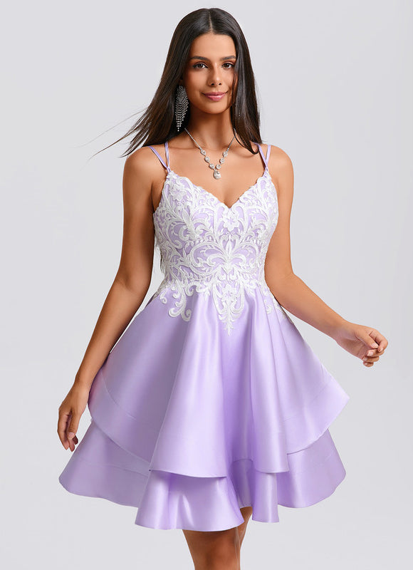 Robe Trapèze Lilas Étoilé - gallery 3