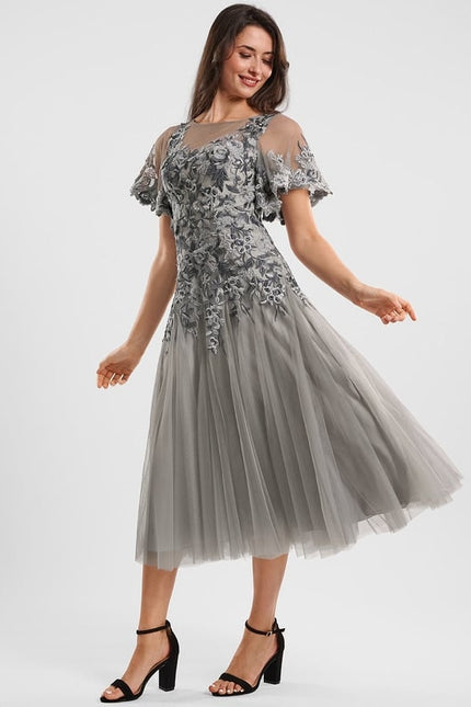 Robe Trapèze Gris Éthéré - gallery 3