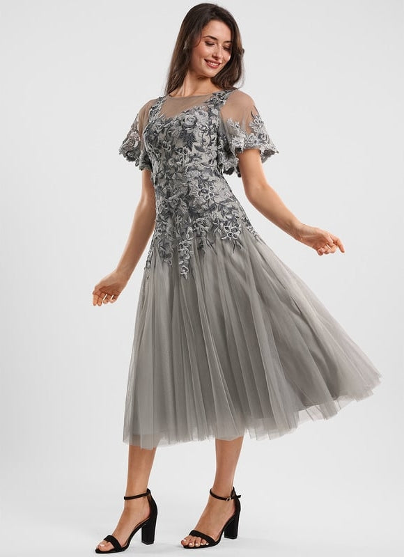 Robe Trapèze Gris Éthéré - gallery 3